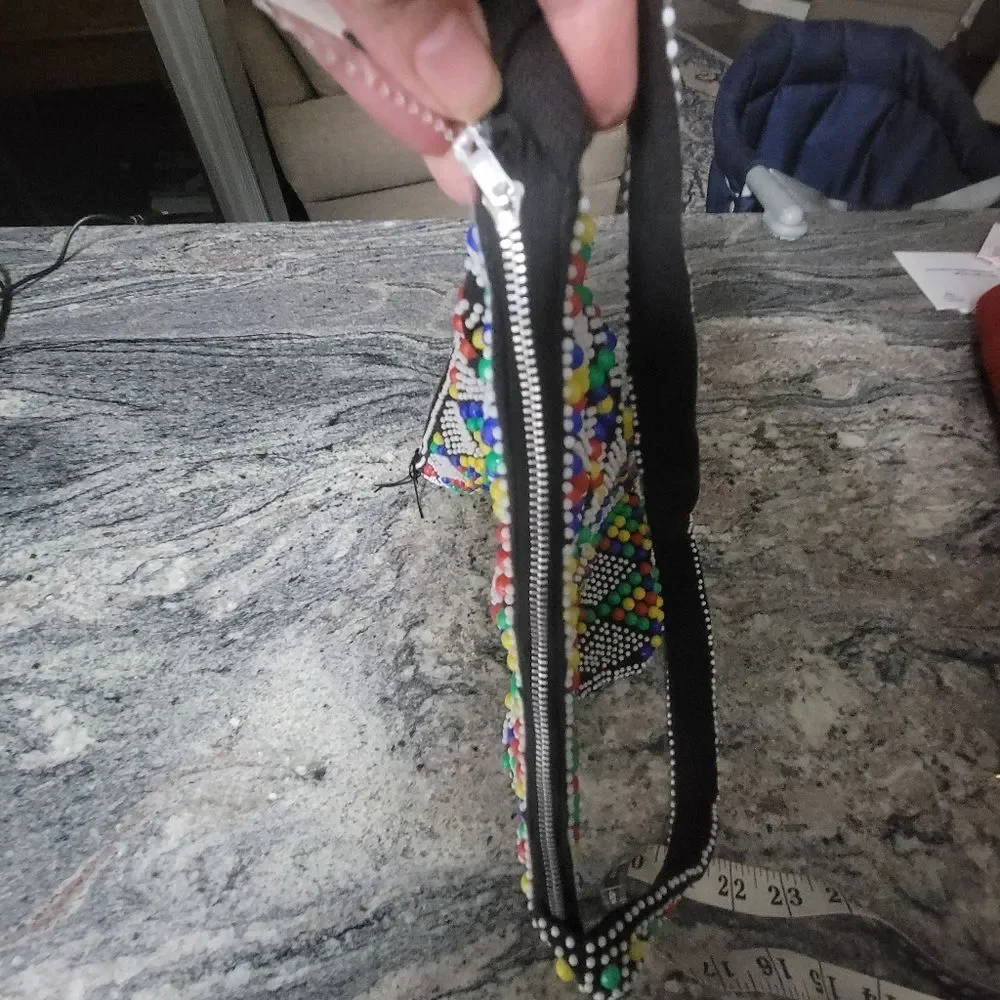Vintage Beaded Purse Shoulder Bag Colorful Boho Hippie Festival